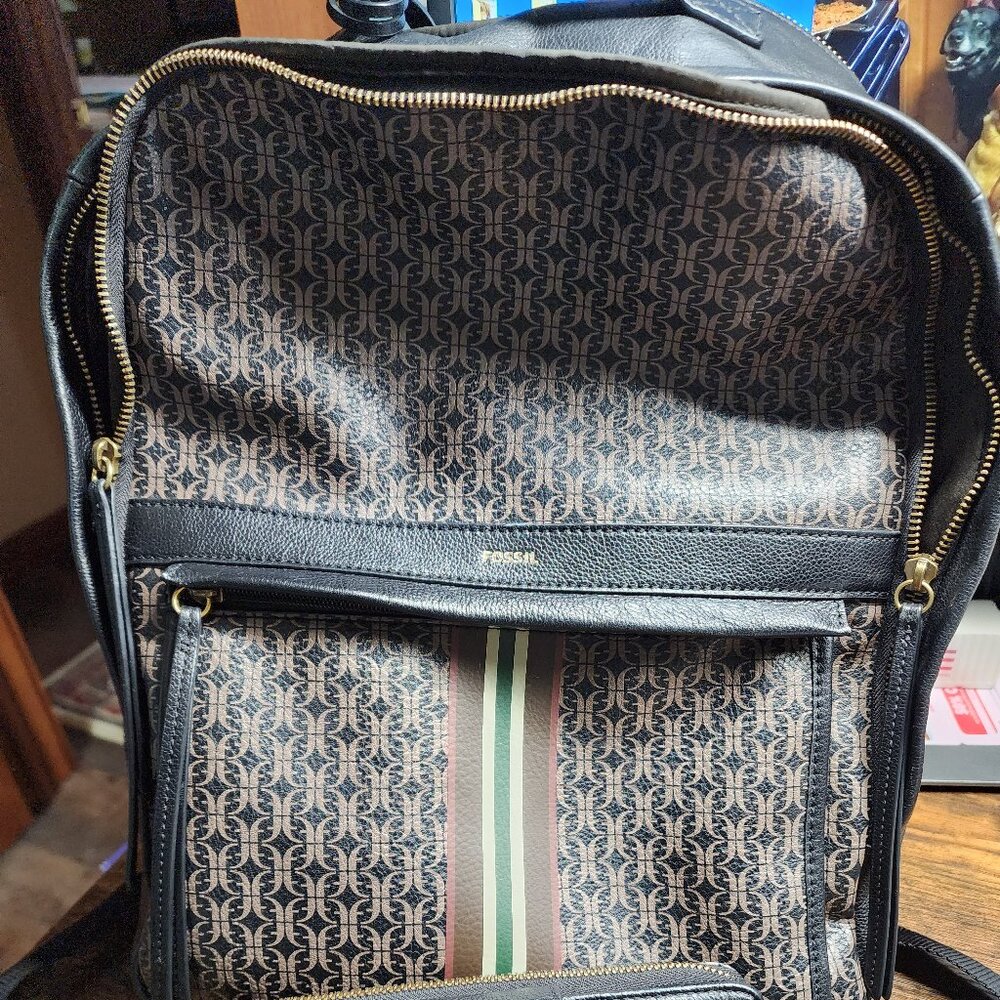 Fossil Sherri Backpack and Fossil Madison Tab Clutch Wallet Black Multi